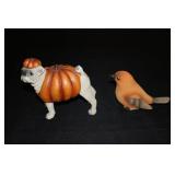 2 Ganz figures Pumpkin dog and bird