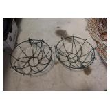 2 metal hanging plant holders