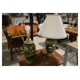 2 Farm country scene table lamps