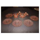 Pink Depression creamer & sugar and 2 lids (1 is