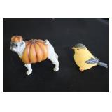 2 Ganz figures Pumpkin dog and bird