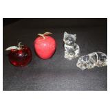 Princess House dog and cat glass paper weights