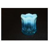 Jefferson Glass blue opalescent toothpick holder