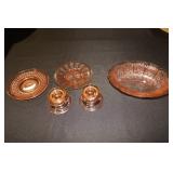 Pink Depression Cherry Blossom pattern serving