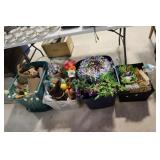 Lot - 4 totes Easter of decorations, wreaths,