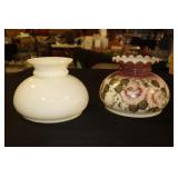 2 Glass GWTW lamp shades one is hand painted with