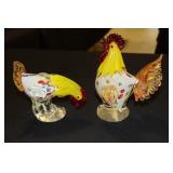 Lenox art glass rooster and hen
