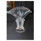Candlewick style fan vase with etched duck and