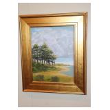 Framed original oil painting on board by local
