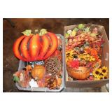 2 Box lots Fall decorations - pumpkins, wreaths,