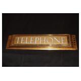 Early brass Telephone sign (crack in glass) 20 X