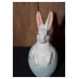 Antique paper mache Easter bunny coming out of