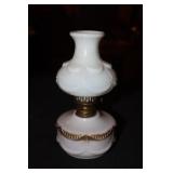 Drape pattern miniature milk glass oil lamp