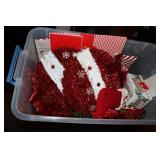 Box lot - Christmas decorations, vase, stockings,