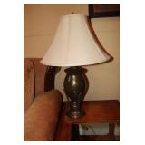Pair of dark bronze colored table lamps with