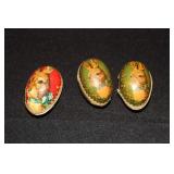 3 Antique German paper mache Easter eggs (1 does
