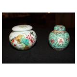 2 Porcelain ginger jars one is decorated with