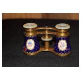 Lemaire Paris blue enamel with flower medallion