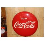Drink Coca Cola button advertising sign marked