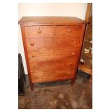 Oak 6 drawer chest 34 X 18.5 X 46.5