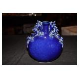 Blue glazed dragon decorated moon flask (chip on