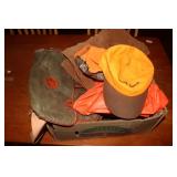 Hunting bag, hats and Brooks Bros duck pants