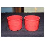 2 Longaberger Pottery Woven Traditions paprika