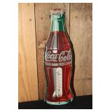 Coca Cola bottle shaped metal thermometer