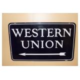 Western Union double sided porcelain sign marked