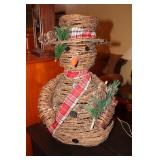 Wicker lighted snowman