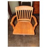 Oak office chair on pedestal