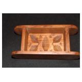 Handcarved wooden butter mold leaf and star