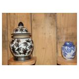 2 Porcelain ginger jars with lids