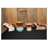 4 Creamers - 2 Moose shaped - Austria and