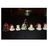 7 Miniature Christmas bells including Goebel,