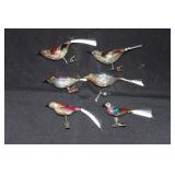 6 German mercury glass clip on bird Christmas