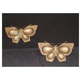 2 Solid brass butterfly trinket dishes