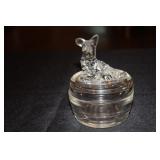Jeanette Glass Scottie dog covered powder dish