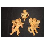 3 Fontanini cherub angel ornaments marked Depose