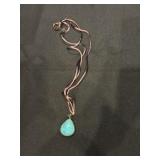 Necklace with turquoise pendant marked Barse