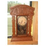 Antique Gingerbread mantle clock (ran when