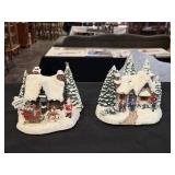 2 Thomas Kinkade lighted houses - Santa's workshop