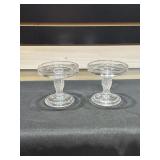 2 Longaberger glass pedestal candle stands