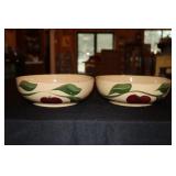 2 Watt Pottery USA ribbed sided apple pattern