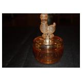 Jeanette Marigold Carnival glass poodle covered