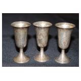 3 Small Sterling goblets marked Sterling AC