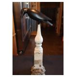 Crow decoy on perch signed by maker Billy 'WAK'