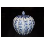 Chinese blue and white porcelain pumpkin shaped