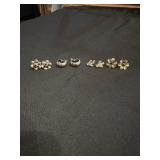 4 Pair of Sterling earrings - flower with blue