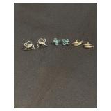 3 Pair of Sterling earrings - heart with clear